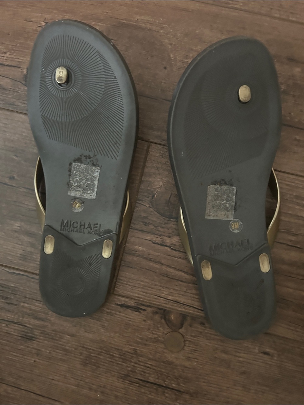 Michael Kors Brown/Gold Logo Flip Flop Sandals - Picture 5 of 5